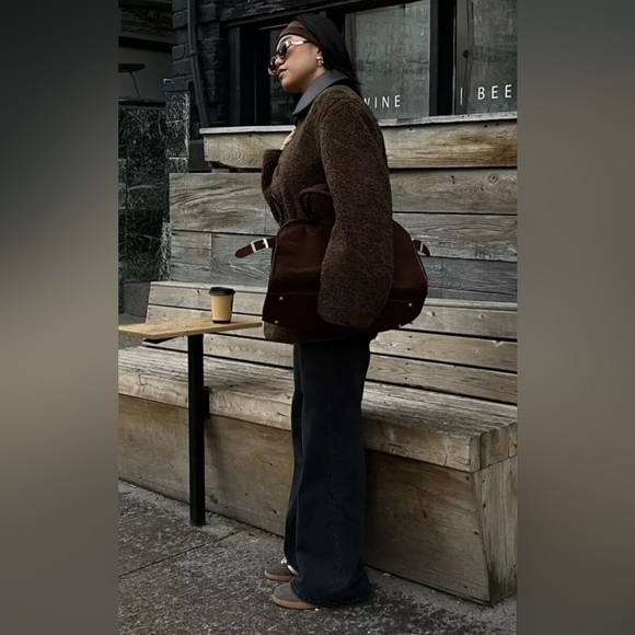 ZARA NEW WOMEN DOUBLE FACED REVERSIBLE FAUX LEATHER COAT JACKET - Picture 12 of 17